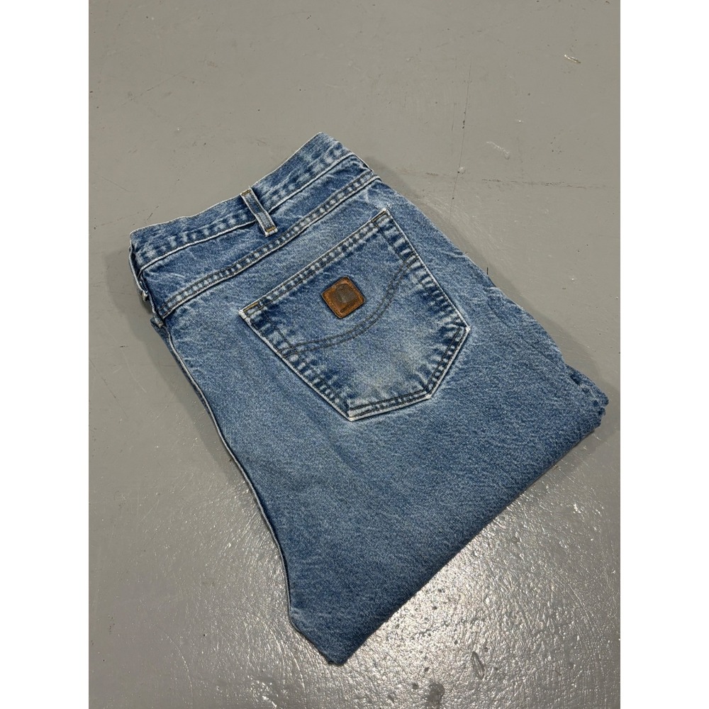 Carhartt Relaxed Fit Jeans Mens 38x34 Light Wash Denim Straight Leg B160 DST